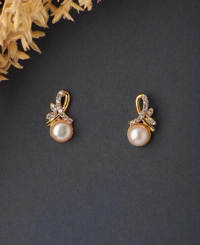 Custom Earrings With Your Initials-Pretty Pearl Stud Earring