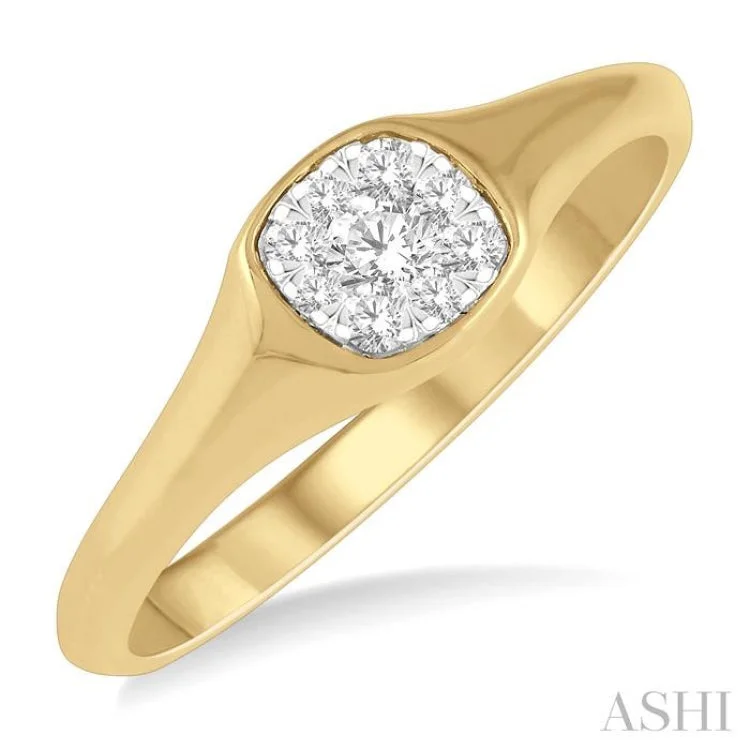 Unique Gold Rings For Special Gifts-1/6 ctw Cushion Shape Lovebright Diamond Ring in 14K Yellow and White Gold