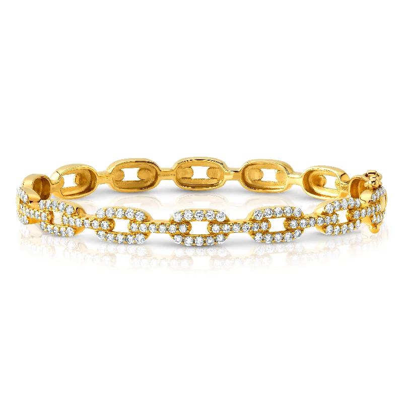 Elegant Bracelets For Wedding Gifts-DIAMOND OVAL LINK BRACELET, 14KT GOLD