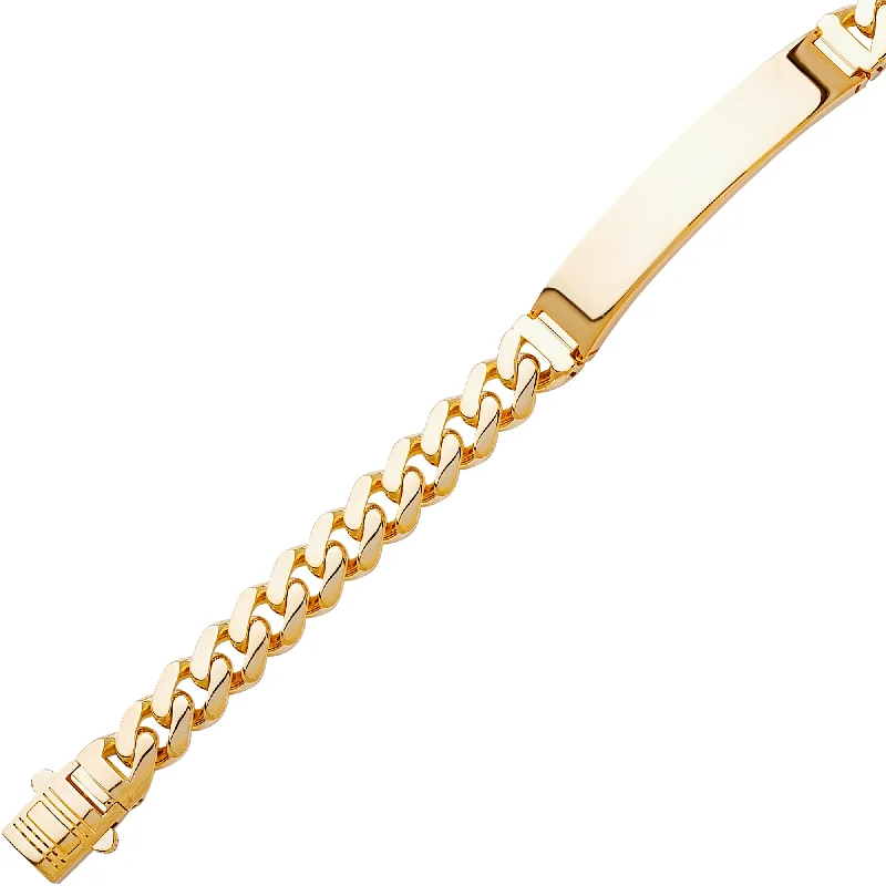 Trendy Leather Cord Bracelets-14K Fancy Hollow Cuban ID Bracelet