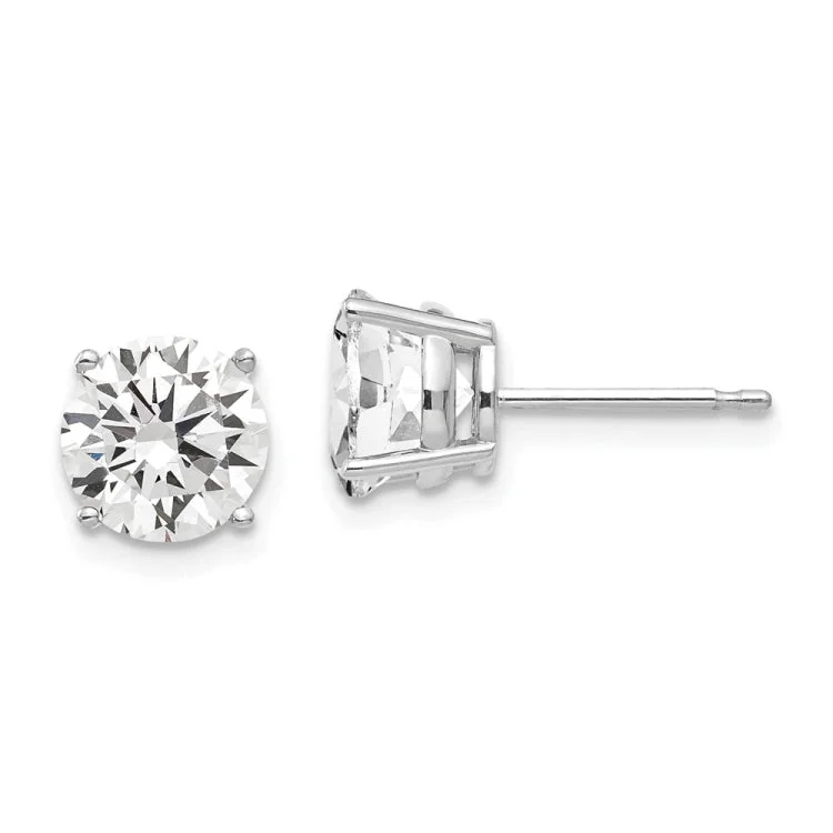 Elegant Crystal Earrings For Weddings-14k White Gold 7mm Cubic Zirconia Earrings