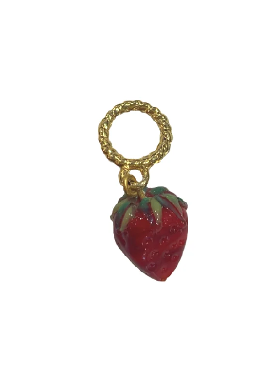 Classic Pendant Necklace For Formal Wear-Fruit Glass Charm - Strawberry