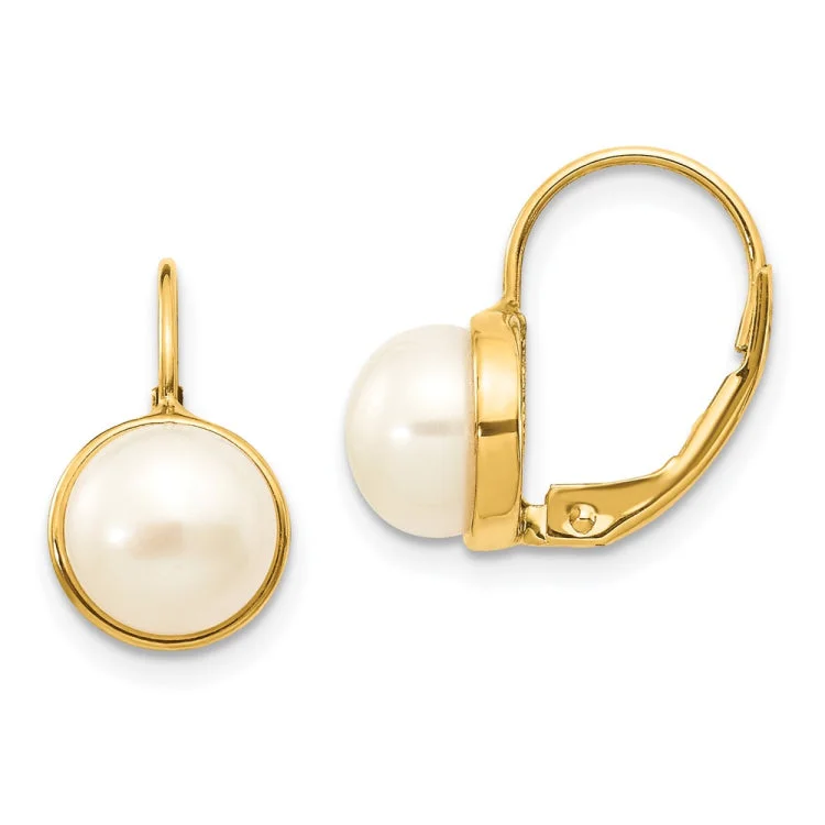 Handcrafted Silver Earrings For Unique Look-14K 6-7mm White Button Freshwater Cultured Pearl Leverback Earrings