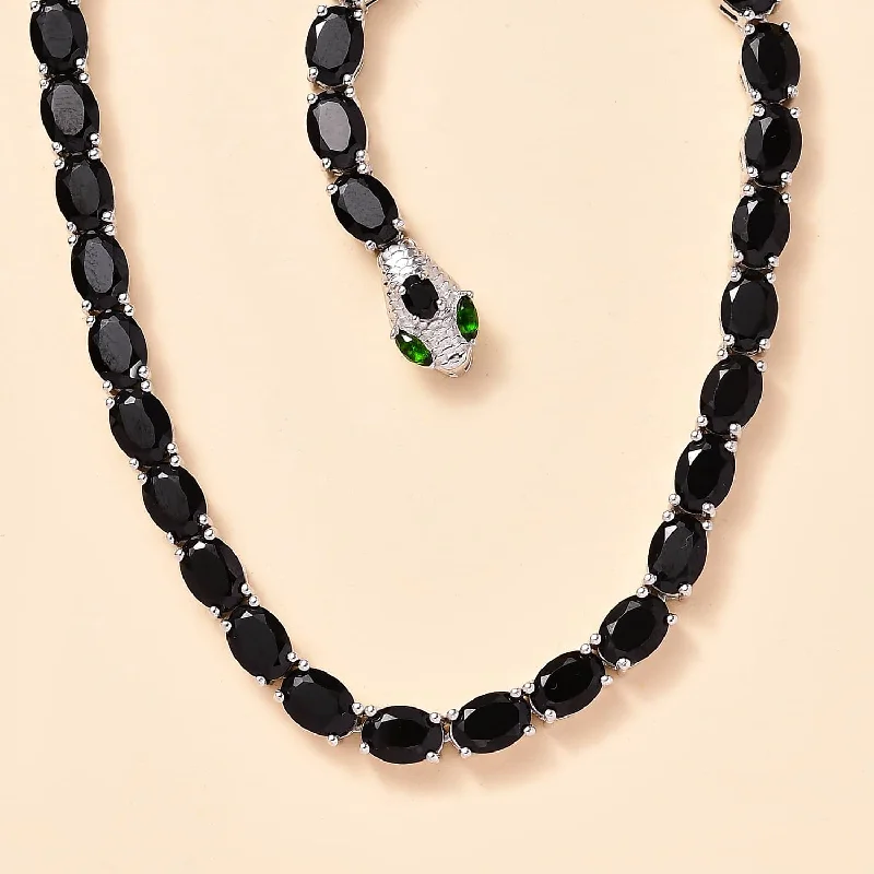 Unique Gemstone Pendant Necklace For Casual Look-Black Spinel and Chrome Diopside Necklace