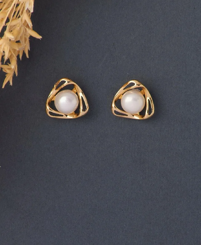 Elegant Drop Earrings For Wedding Guests-Elegant Real Pearl Stud Earring