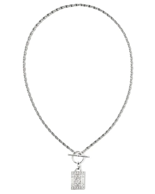 Simple Crystal Necklace For Daily Style-Damien Silver Necklace