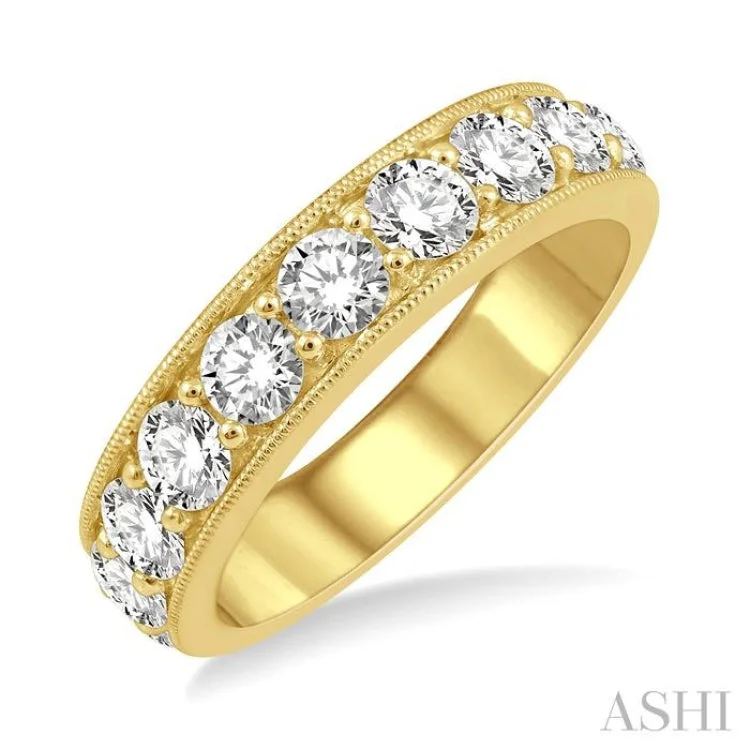 Simple Silver Rings For Wedding Bands-2 ctw Round Cut Diamond Wedding Band in 14K Yellow Gold