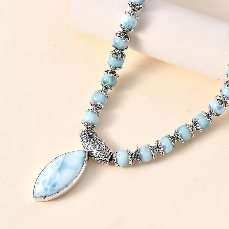 Classic Heart Necklace For Fashion Lovers-Larimar Necklace