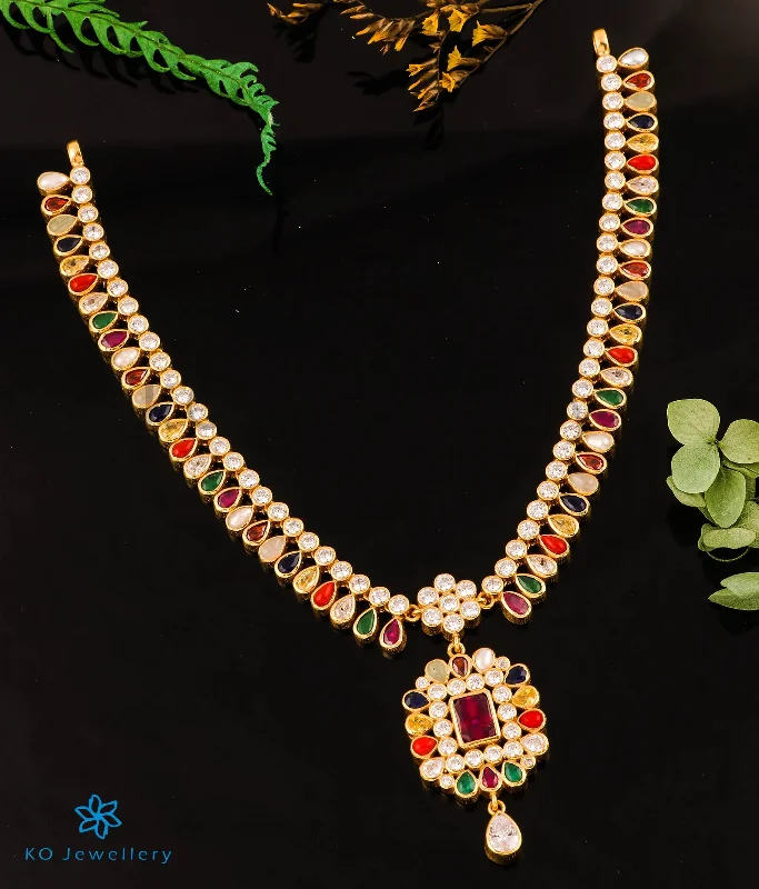 Unique Gold Pendant Necklace For Special Gifts-The Vyuti Silver Navratna Necklace