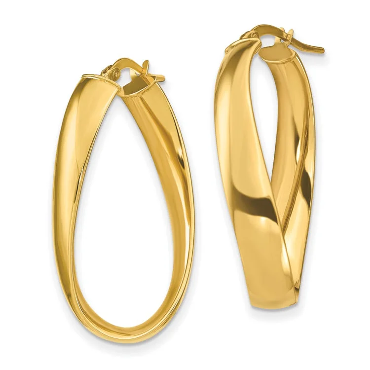 Colorful Earrings For Fashion Lovers-14k Twisted 6mm Oval Hoop Earrings