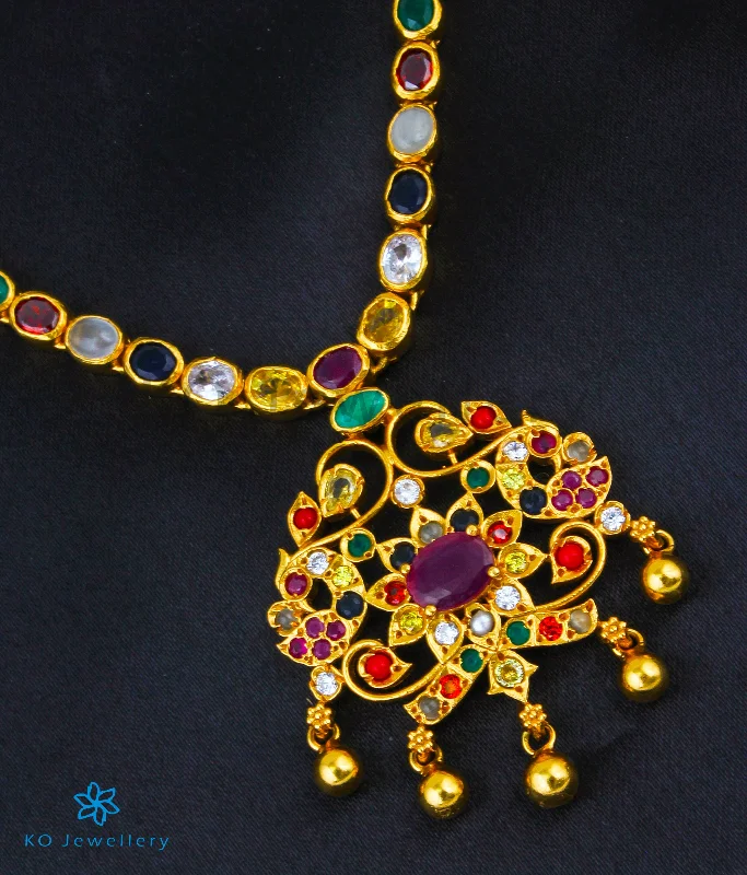 Elegant Gold Necklace For Formal Wear-The Vashist Silver Navaratna Necklace