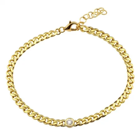 Silver Beaded Bracelets For Fashion-14k Yellow Gold Diamond Bezel Link Bracelet