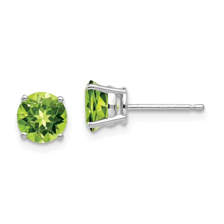 Custom Earrings With Charms For Custom Style-14k White Gold 6mm Peridot Earrings