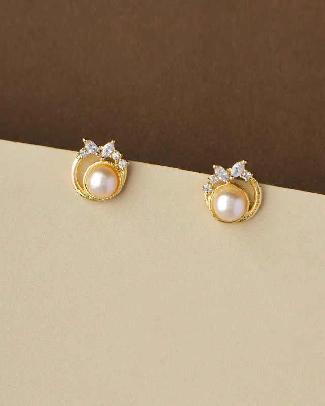 Silver Earrings With Opal Stones For Unique Style-Classic Pearl Stud Earring