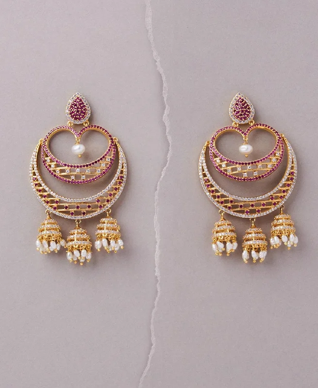 Personalized Earrings With Name for Custom Gifts-Chandbali And Pearl Jhumka