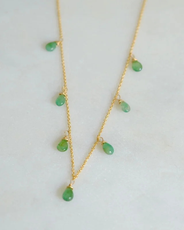 Simple Gold Pendant Necklace For Bridesmaids-Deep Emerald princess A