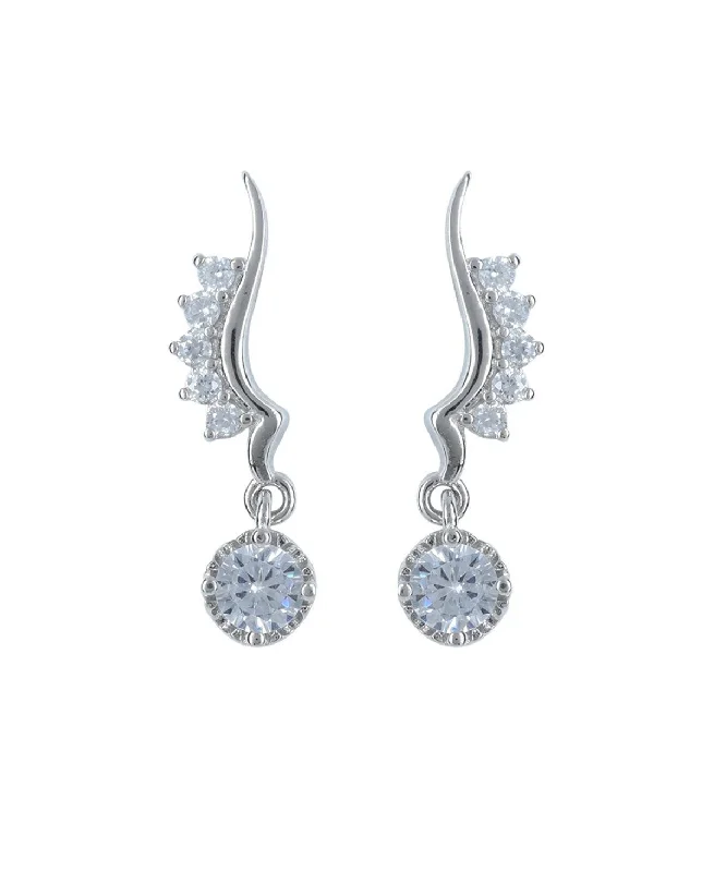 Chic Silver Hoop Earrings For Casual Wear-Elegant Stone Studded Silver Earring