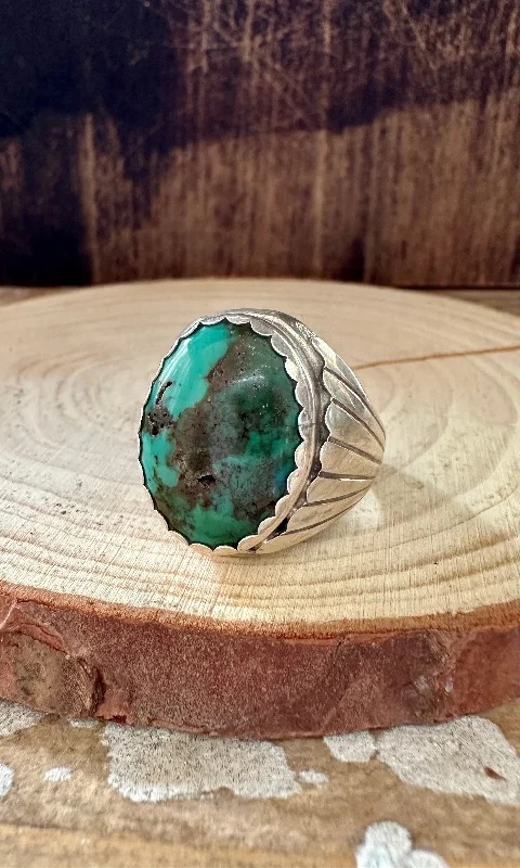 Personalized Custom Rings For Special Occasions-ALVERY SMITH TIBETAN Turquoise Ring • Size 12